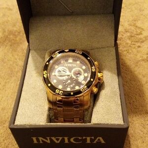 Invicta Gold and Black Chronograph Watch